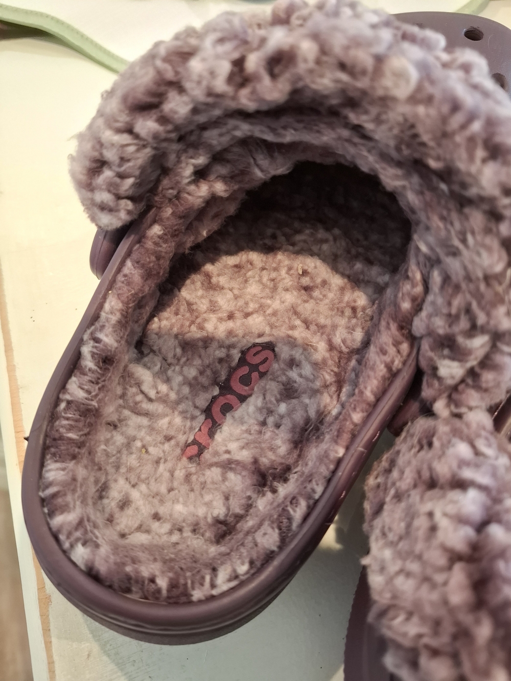 CROCS Plush Lined Mules in Mauve Purple